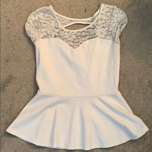 White lace top shirt